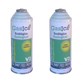 2 Bombole Gas V2 226Gr Alternativa R22, R32, R407C, R410A Congelare Organico