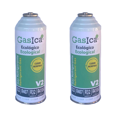2 Botellas Gas Ecologico Gasica V2 226Gr Sustituto R22, R32, R407C, R410A Freeze Organico