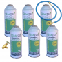 6 Bouteilles De Gaz V2 226Gr + Vanne + Tuyau Alternatif R22, R32, R407C, R410A Freeze