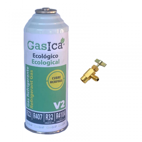 1 Bombola Gas V2 226Gr + Valvola Alternativa R22, R32, R407C, R410A Congelamento