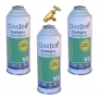 3 Bombole Gas V2 226Gr + Valvola Alternativa R22, R32, R407C, R410A Congelamento