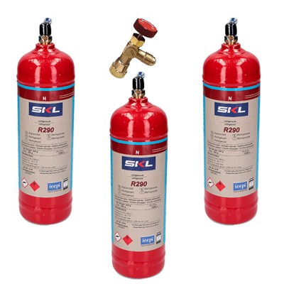 3 Bombole Gas Refrigerante R290 + Valvola 370Gr Propano Congelato Organico