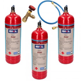 3 Bouteilles De Gaz Réfrigérant R290 + Tuyau + Vanne 370Gr De Gaz Sulfurisé