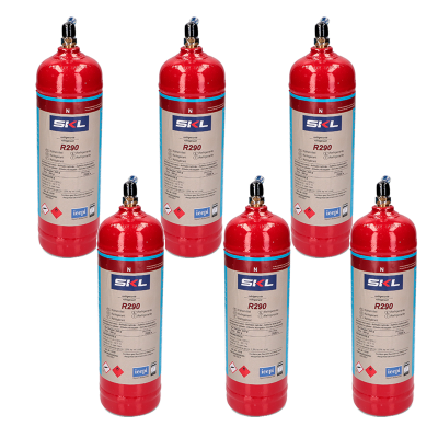 6 Botellas Gas Refrigerante R290 370Gr Propano Freeze Organico