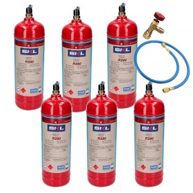6 Bouteilles De Gaz Réfrigérant R290 + Tuyau + Valve 370Gr De Propane Congelé Biologique
