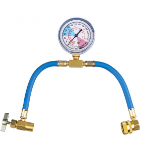 1 Blue Hose Refrigerant Charge With R134A Pressure Gauge For Car Wrench 1/4