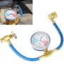1 Blue Hose Refrigerant Charge With R134A Pressure Gauge For Car Wrench 1/4
