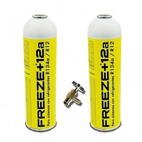 2 Bombole Congelamento +12A Gas Refrigerante 420Gr + Sostituto Valvola Organica R12, R134A