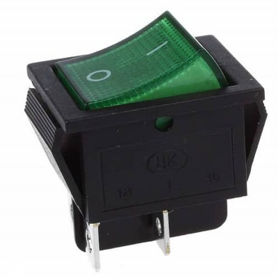 Groene verlichte tweepolige schakelaar 16A 30x22mm Standard