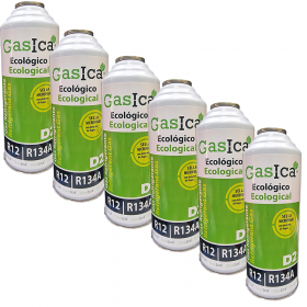6 Botellas Gas Ecologico Gasica D2 226g Sustituto R12, R134A Freeze Organico