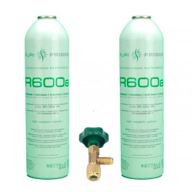 2 Botellas Gas Refrigerante R600a + Valvula 420Gr Isobutano Freeze