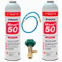 2 Botellas Gas Minus 50 375Gr + Valvula + Manguera Sustituto R22 R404a R407C R502 Freeze Organico