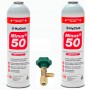 2 Flessen Gas Minus 50 375Gr + Vervangingsventiel R22 R404a R407C R502 Organisch Koelmiddel
