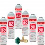 6 Bombole Gas Meno 50 375Gr + Valvola Sostitutiva R22 R404A R407C R502 Freeze Organic