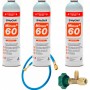 3 Botellas Gas Minus 60 350Gr + Valvula + Manguera Sustituto R32, R410A Freeze Organico