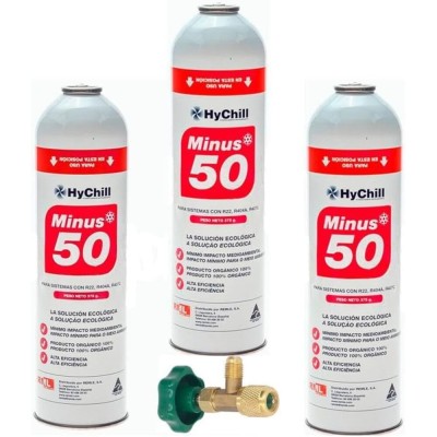 3 Gas Bottles Minus 50 375Gr + Valve Substitute R22 R404A R407C R502 Freeze Organic
