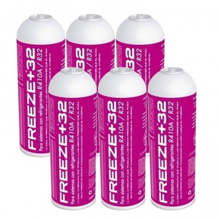 6 Botellas Gas Refrigerante Freeze Organico +R32 350Gr Sustituto R32, R410A