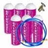 6 Botellas Gas Refrigerante Freeze Organico +R32 350Gr + Valvula + Manguera Sustituto R32, R410A