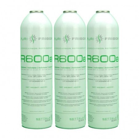 3 Botellas Gas Refrigerante R600a 420Gr Isobutano Freeze