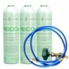 3 Botellas Gas Refrigerante R600a + Manguera + Valvula 420Gr Isobutano Freeze