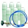 6 flessen koelvloeistofgas R600a + slang + ventiel 420Gr isobutaan Freeze