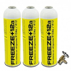 3 Bombole Congelamento +12A Gas Refrigerante 420Gr + Valvola Sostitutiva Organica R12, R134A