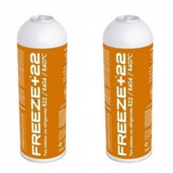 2 Botellas Gas Refrigerante Freeze +R22 400Gr Organico Sustituto R22, R404, R407C