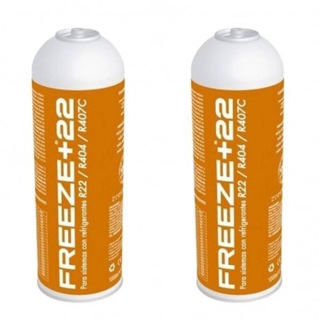 2 Botellas Gas Refrigerante Freeze +R22 400Gr Organico Sustituto R22, R404, R407C