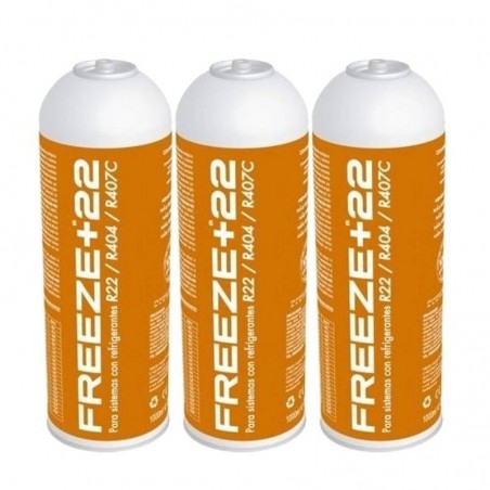 3 Botellas Gas Refrigerante Freeze +22 400Gr Alternativo R22, R404, R407C