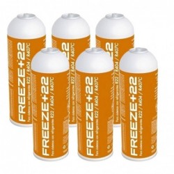 6 Botellas Gas Refrigerante Freeze +22 400Gr Alternativo R22, R404, R407C