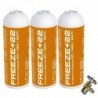 3 Bottiglie Congelare +R22 400Gr Gas Refrigerante + Sostituto Valvola Organica R22, R404, R407C