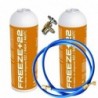 2 Botellas Gas Refrigerante Freeze +R22 400Gr + Valvula + Manguera Organico Sustituto R22, R404, R407C
