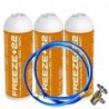 3 Botellas Gas Refrigerante Freeze +R22 400Gr + Valvula + Manguera Organico Sustituto R22, R404, R407C