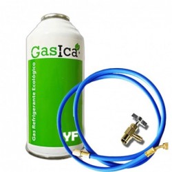 1 Botella Gas Ecologico Gasica YF 171gr + Valvula + Manguera Sustituto R1234YF Freeze Organico