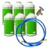 6 Botellas Gas Ecologico Gasica YF 171gr + Valvula + Manguera Sustituto R1234YF Freeze Organico