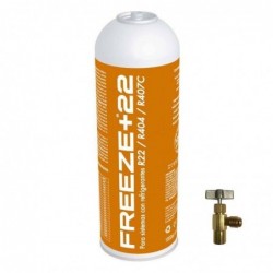 1 Botella Gas Refrigerante Freeze +R22 400Gr + Valvula Organico Sustituto R22, R404, R407C