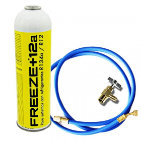 1 Bombola Di Gas Refrigerante Freeze +12A 420Gr + Valvola + Tubo Sostitutivo Organico R12, R134A